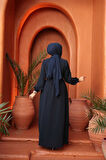 Kemerli Lacivert Tesettür Ferace 26391L