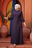 Kemerli Mürdüm Tesettür Ferace 26391MU