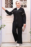 Fermuarlı Siyah Tesettür İkili Takım 13231S