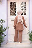 Fermuarlı Camel Tesettür İkili Takım 13231C