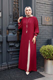 Kolyeli Bordo Tesettür İkili Takım 76161BR