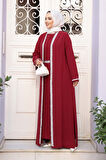 Elbiseli Bordo Tesettür İkili Takım 76852BR