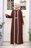 Elbiseli Kahverengi Tesettür İkili Takım 76852KH