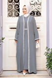 Elbiseli Gri Tesettür İkili Takım 76852GR