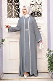 Elbiseli Gri Tesettür İkili Takım 76852GR