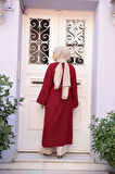 Yırtmaç Detaylı Bordo Tesettür İkili Takım 76112BR