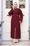 Yırtmaç Detaylı Koyu Bordo Tesettür İkili Takım 76112KBR