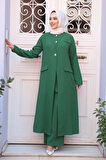 Ceketli Yeşil Tesettür İkili Takım 76521Y