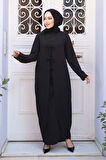 Elbiseli Siyah Tesettür İkili Takım 76091S