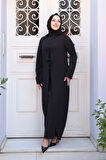 Elbiseli Siyah Tesettür İkili Takım 76091S