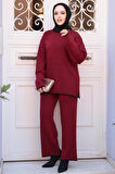 Bordo Tesettür Triko İkili Takım 50174BR