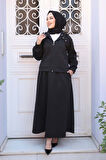 Etekli Siyah Tesettür İkili Takım 56781S