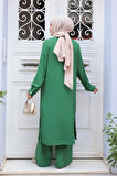 Düğme Detaylı Yeşil Tesettür İkili Takım 76642Y
