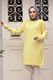 Sarı Tesettür Triko  Kazak Tunik 17203SR