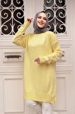 Sarı Tesettür Triko  Kazak Tunik 17203SR