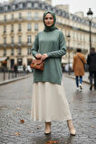 Mint Tesettür Triko  Kazak Tunik 17203MINT