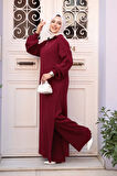 Fitilli Bordo Triko Tesettür İkili Takım 17207BR