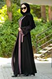 Volan Kollu Gül Kurusu Tesettür Abaya 55084GK