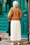 Balon Kollu Camel Tesettür Bluz 24271C