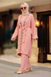 Kimono Pudra Tesettür Üçlü Takım 51910PD