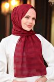 Şerit Detaylı Bordo Şal 5305BR