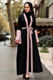 Kolları Detaylı Gül Kurusu Tesettür Abaya 55510GK