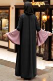Kolları Detaylı Gül Kurusu Tesettür Abaya 55510GK