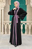 Kemerli Koyu Gül Kurusu Tesettür Abaya 55440KGK