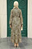 Leopar Desenli Tesettür Elbise 5730LP