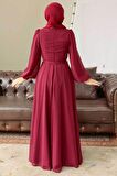 Neva Style - Balon Kol Borrdo Tesettür Elbise 5796BR