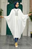 Neva Style - Yarasa Kol Ekru Tesettür Tunik 8654E