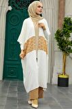 Blok Desenli Camel Tesettür Kimono 8664C