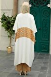 Blok Desenli Camel Tesettür Kimono 8664C