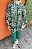 Desenli Yeşil Tesettür İkili Takım 9281Y