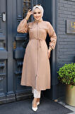 Düğmeli Camel Tesettür Tunik 645C