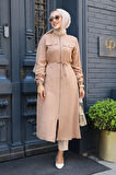 Düğmeli Camel Tesettür Tunik 645C