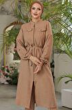 Düğmeli Camel Tesettür Tunik 645C