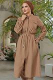 Düğmeli Camel Tesettür Tunik 645C