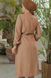 Düğmeli Camel Tesettür Tunik 645C