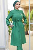 Kemerli Yeşil Tesettür Tunik 646Y