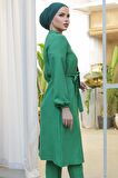 Kemerli Yeşil Tesettür Tunik 646Y