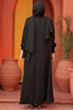 Fermuarlı Siyah Tesettür Abaya 26302S
