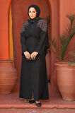 Fermuarlı Siyah Tesettür Abaya 29108S