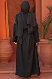 Fermuarlı Siyah Tesettür Abaya 29108S