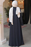 Boncuk İşlemeli Lacivert Tesettür Abaya 29111L