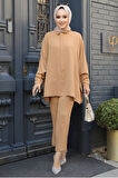 Düğmeli Camel Tesettür İkili Takım 67751C