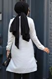 Düğmeli Beyaz Tesettür Tunik 658B