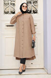 Düğmeli Camel Tesettür Tunik 5642C