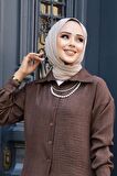 Kolyeli Koyu Kahverengi Tesettür Tunik 11941KKH