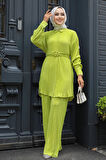 Pileli Asidik Sarı Tesettür İkili Takım 100044ASR